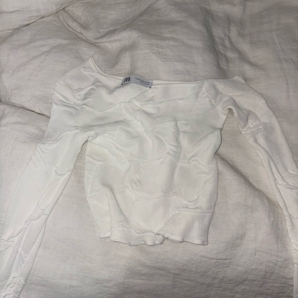 Zara White Long Sleeve Top